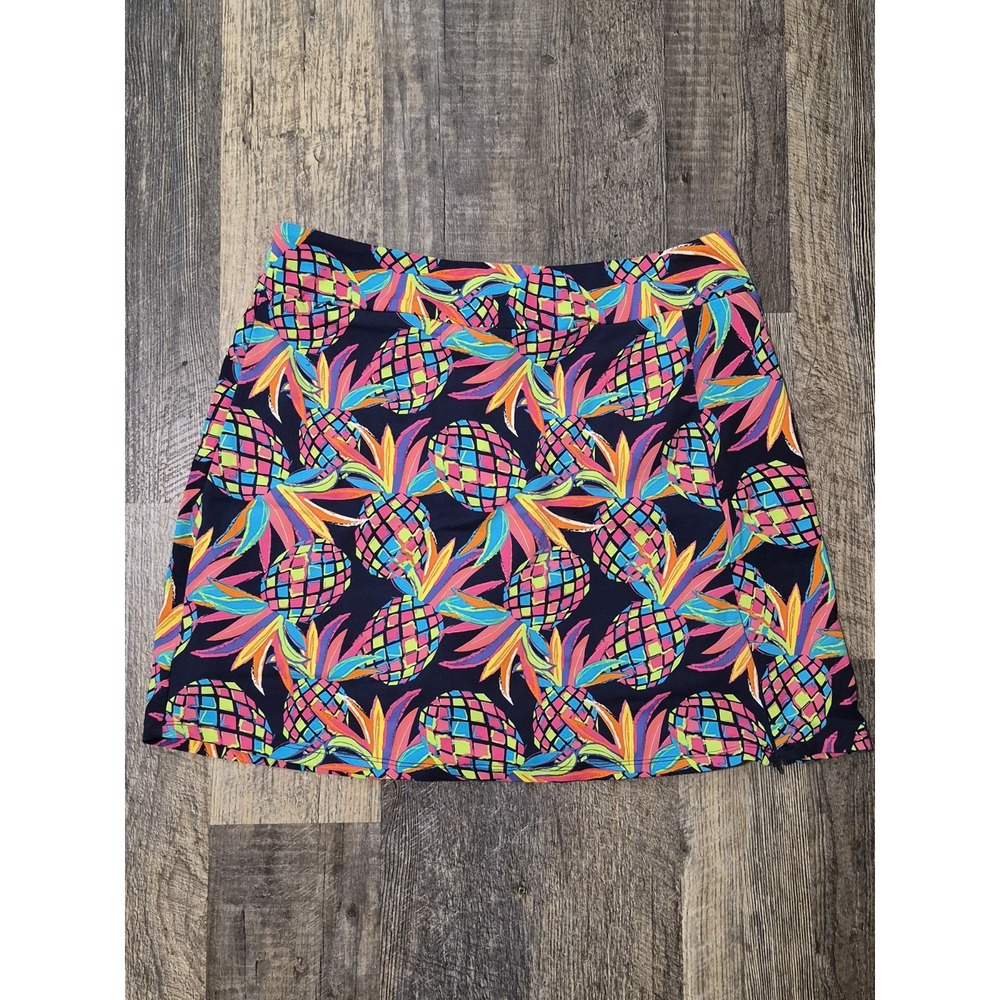 Lulu B Navy And Neon Pineapple Print Skort Skirt/Shorts Size L (32 X 17)